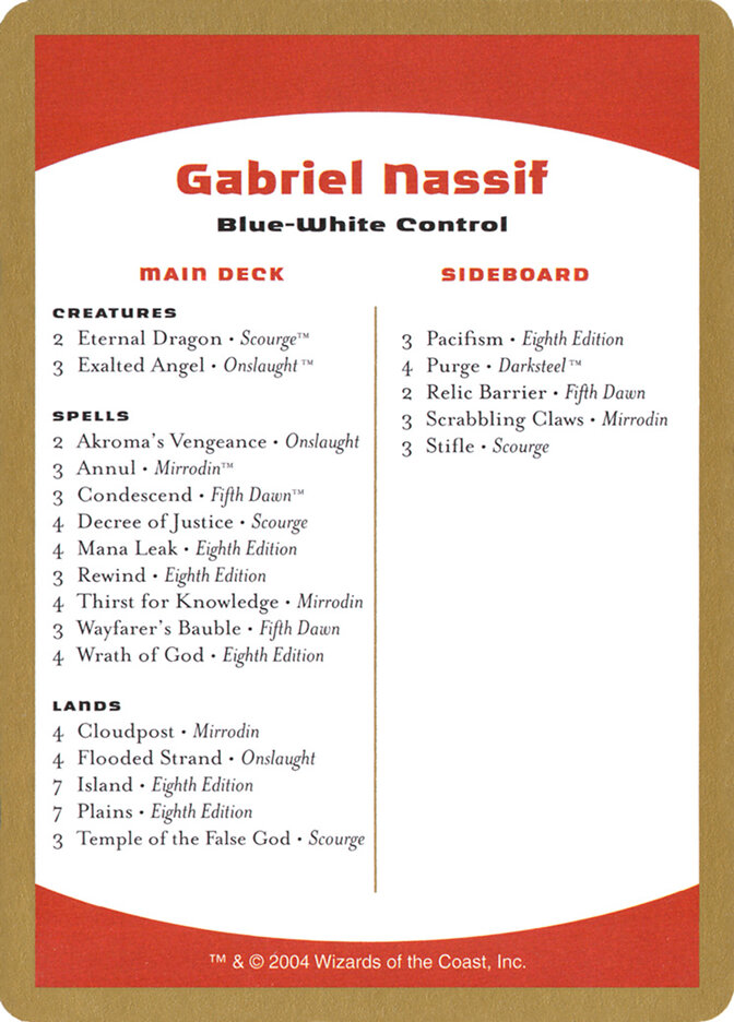 Gabriel Nassif Decklist card front