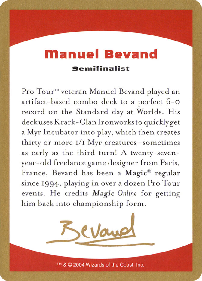Manuel Bevand Bio card front