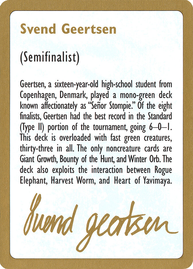 Svend Geertsen Bio card front