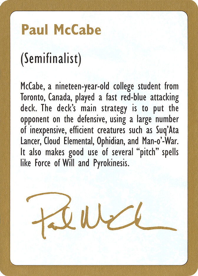 Paul McCabe Bio card front