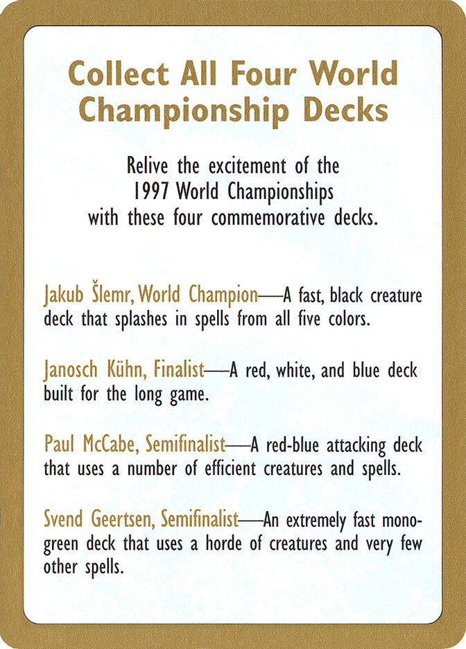 1997 World Championships Ad card front