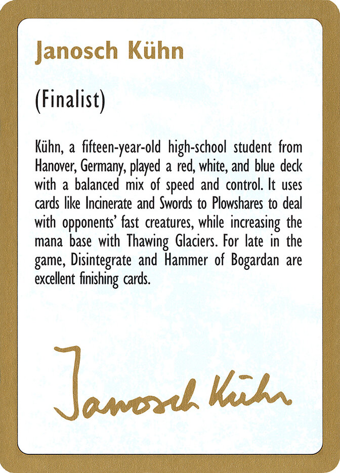 Janosch Kühn Bio (1997) card front