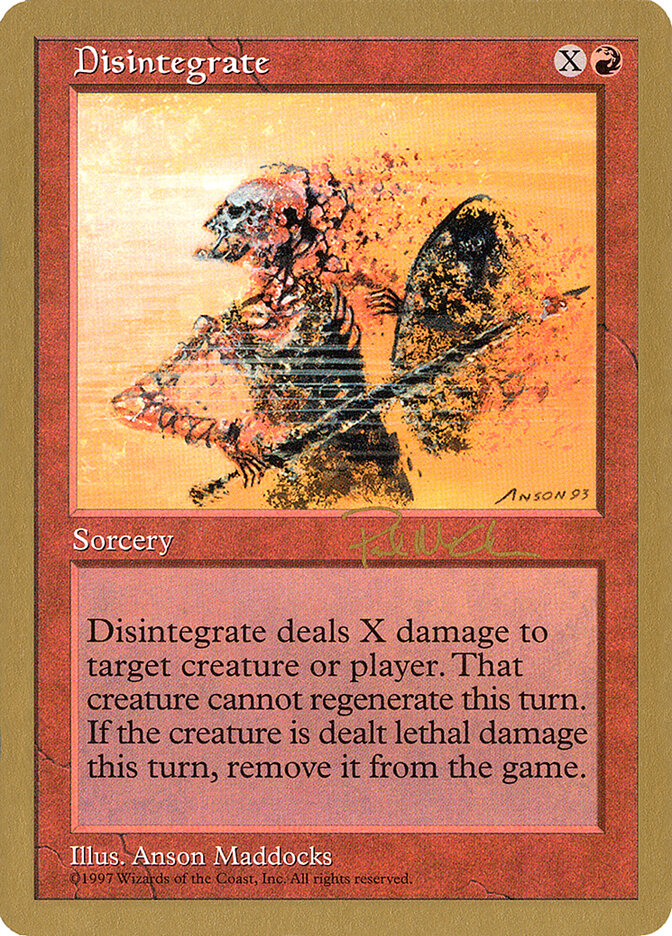 Disintegrate card front