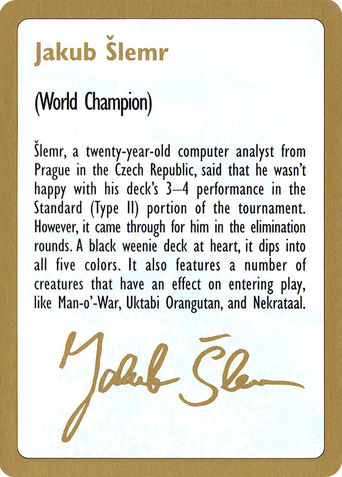Jakub Šlemr Bio card front
