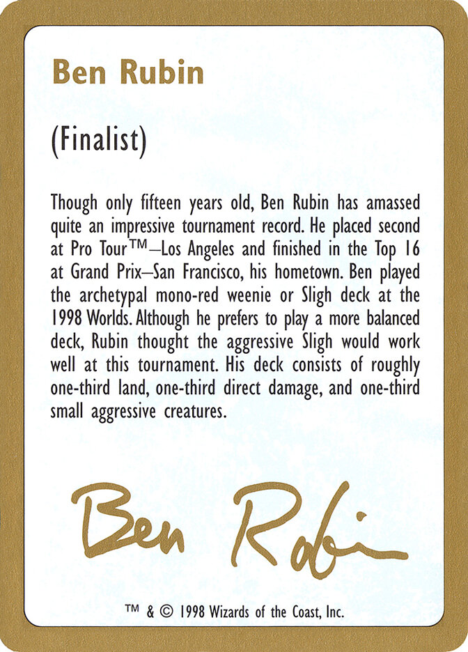 Ben Rubin Bio card front