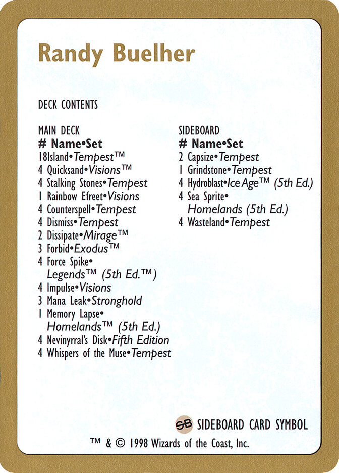 Randy Buehler Decklist card front