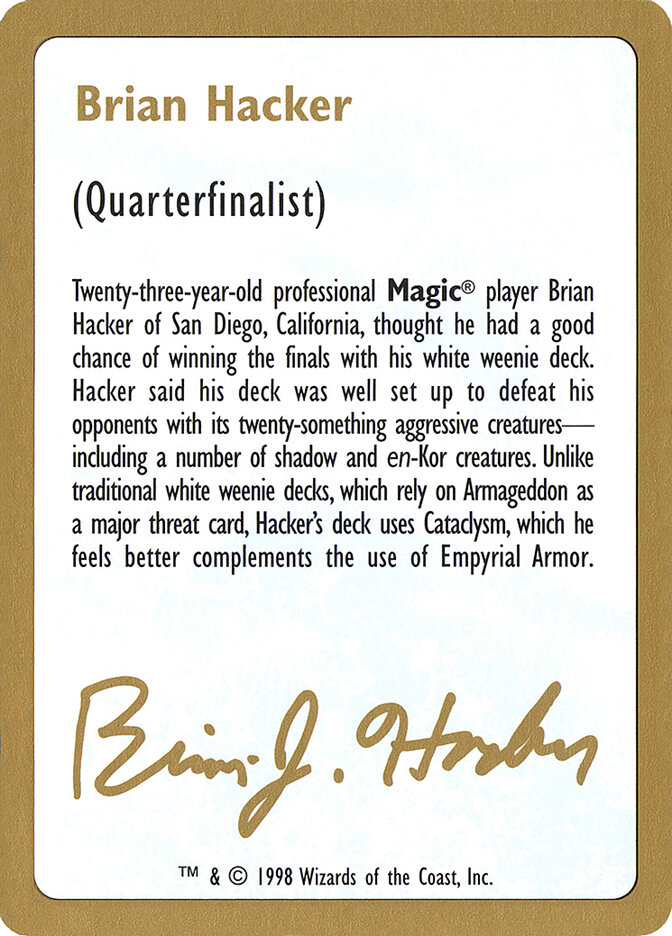 Brian Hacker Bio card front