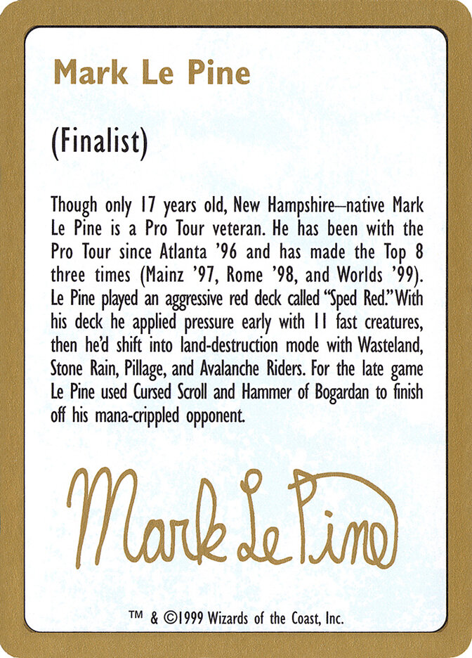 Mark Le Pine Bio card front