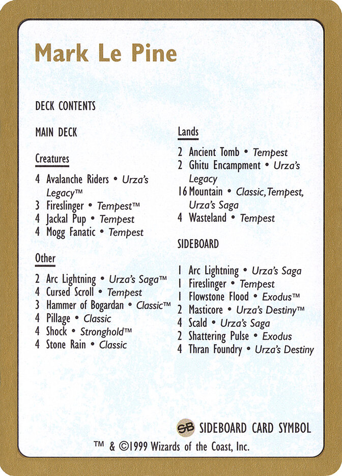 Mark Le Pine Decklist card front