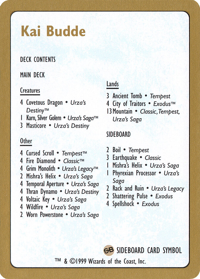Kai Budde Decklist card front