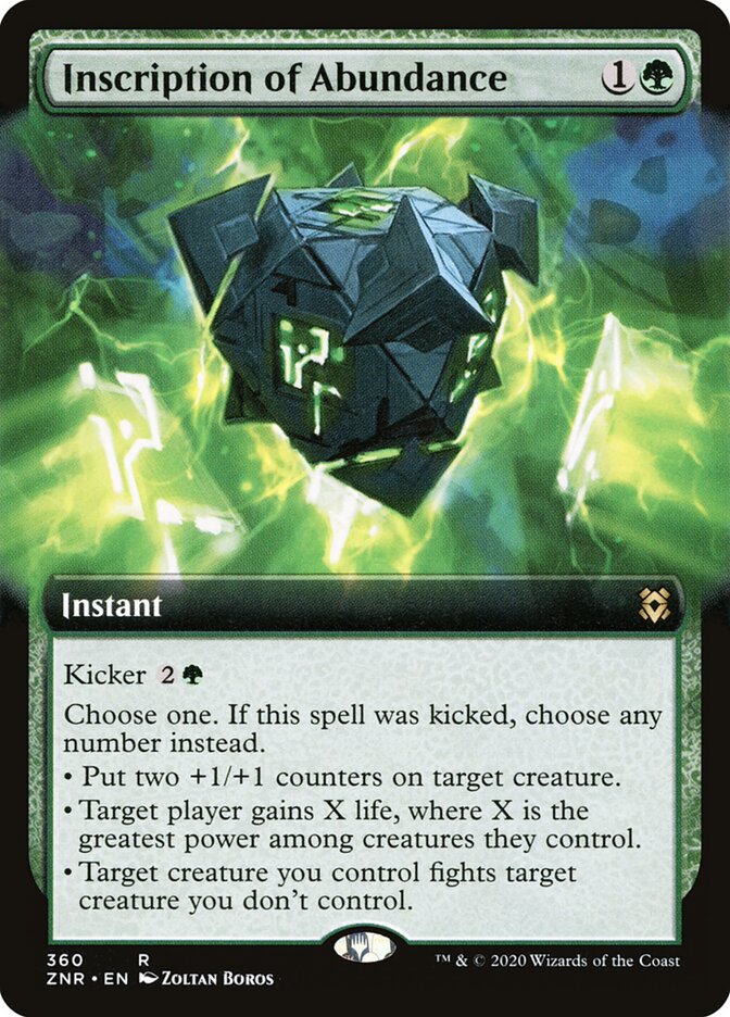 Inscription of Abundance card front