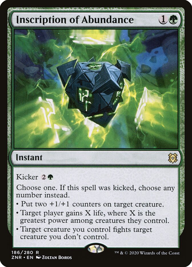 Inscription of Abundance card front