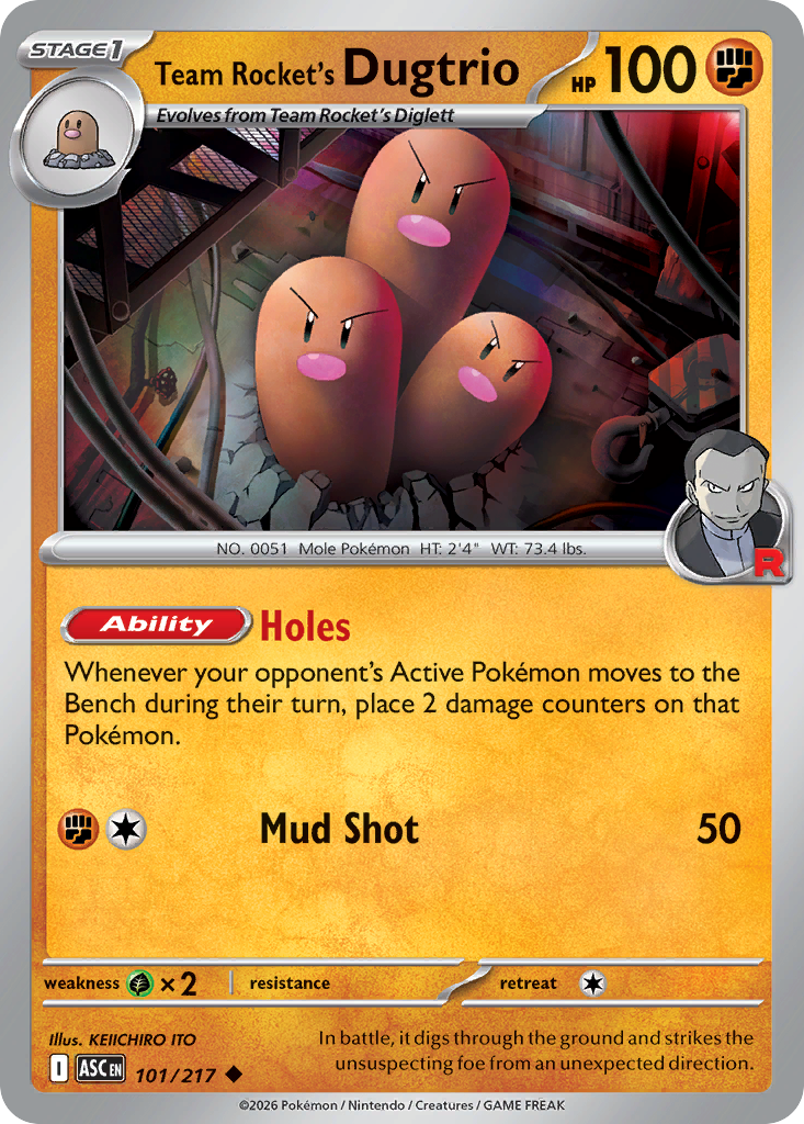 Team Rocket's Dugtrio card front
