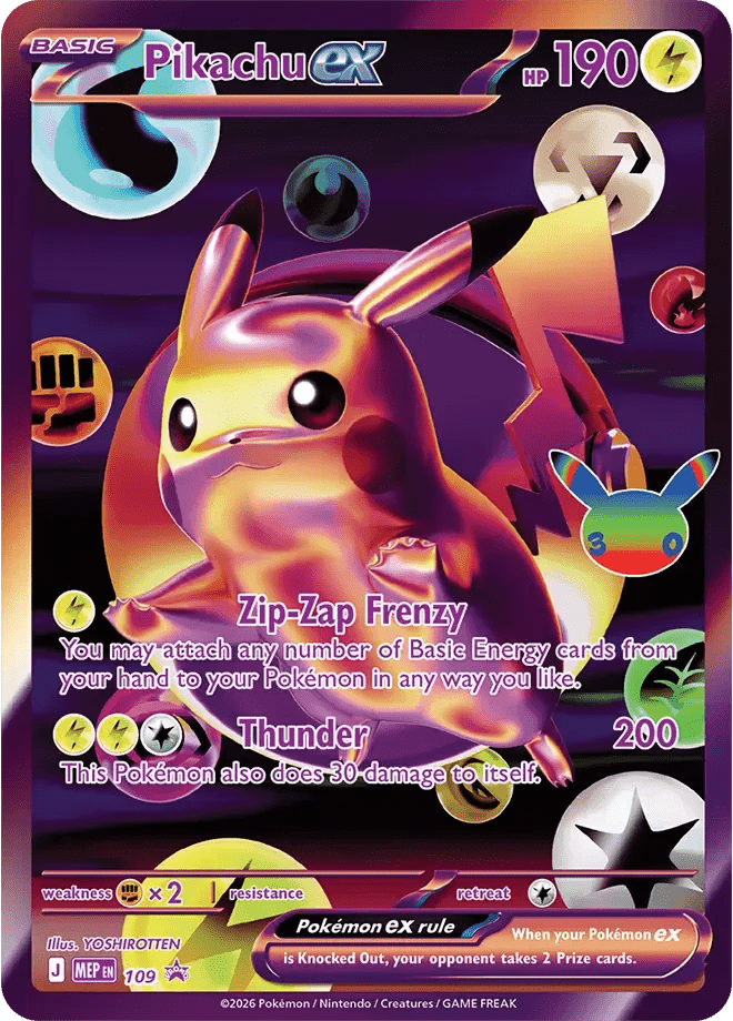 Pikachu ex card front