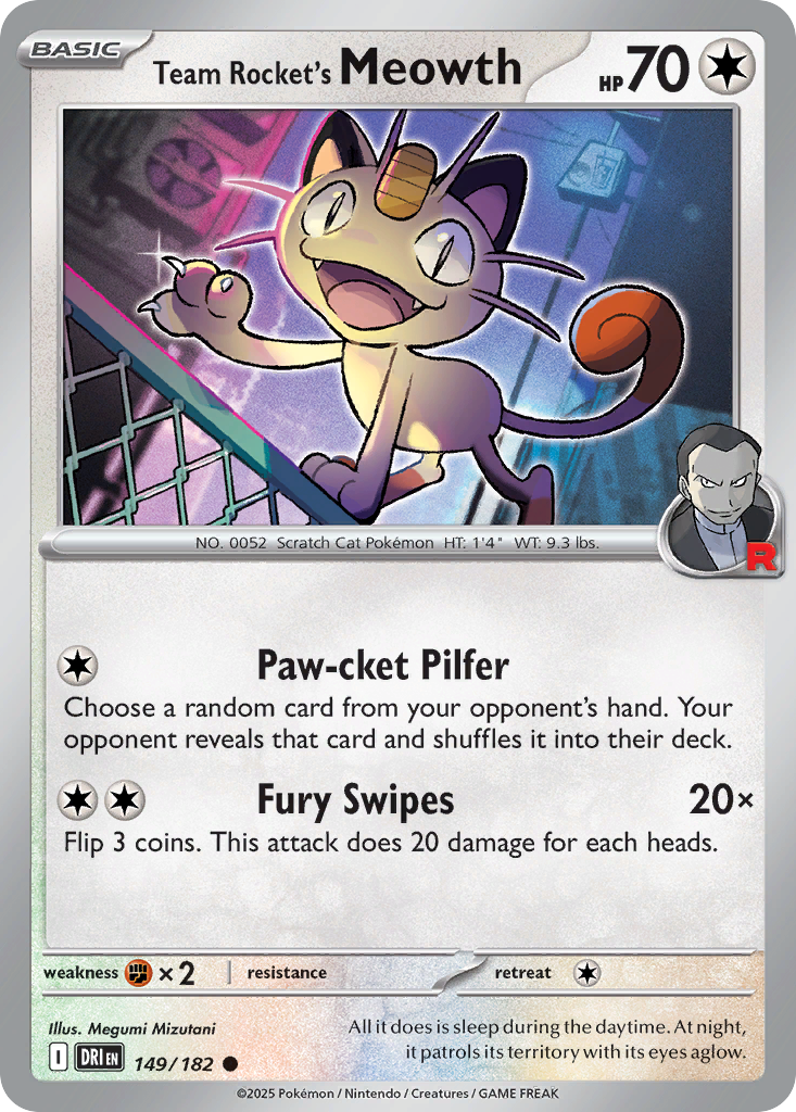 Team Rocket's Meowth card front