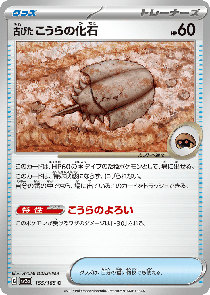 古びたこうらの化石 card front