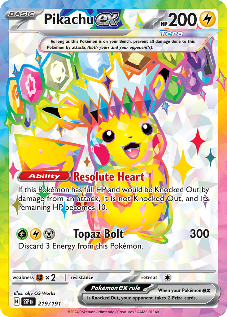 Pikachu ex card front