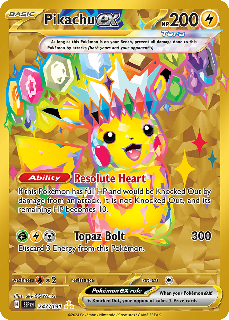Pikachu ex card front