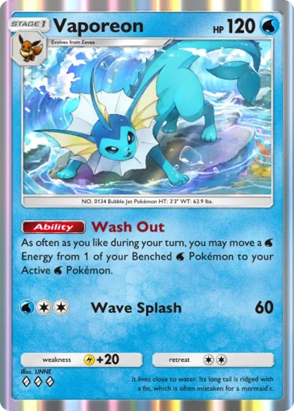 Vaporeon card front
