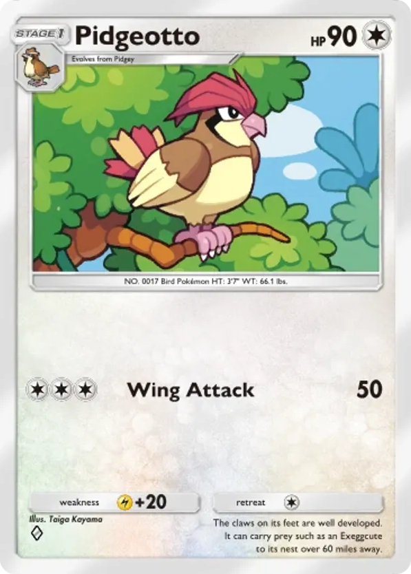 Pidgeotto card front