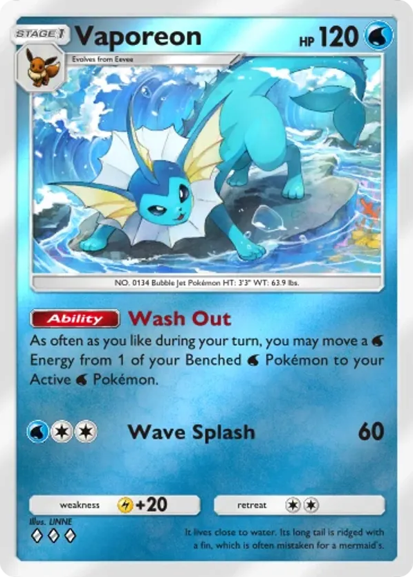 Vaporeon card front
