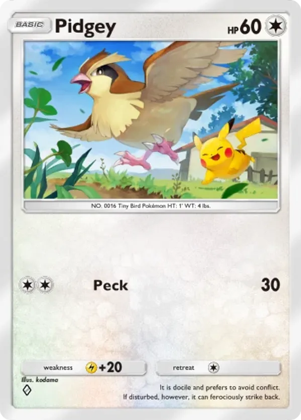 Pidgey card front
