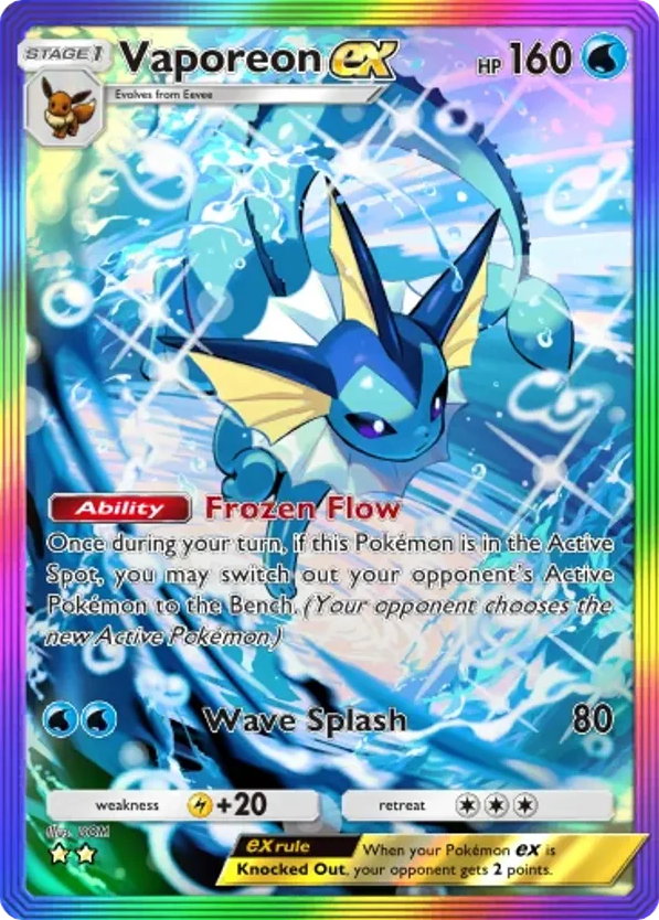 Vaporeon ex card front
