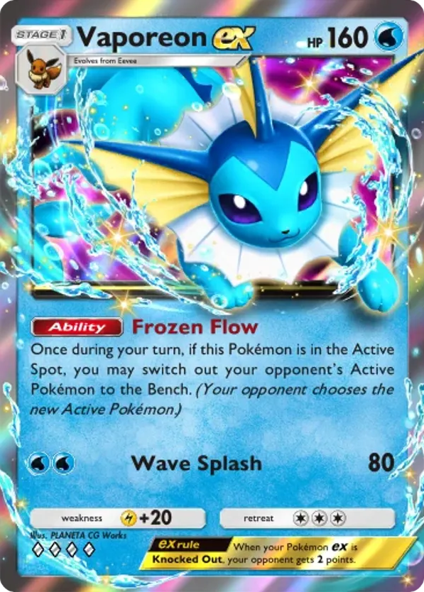 Vaporeon ex card front